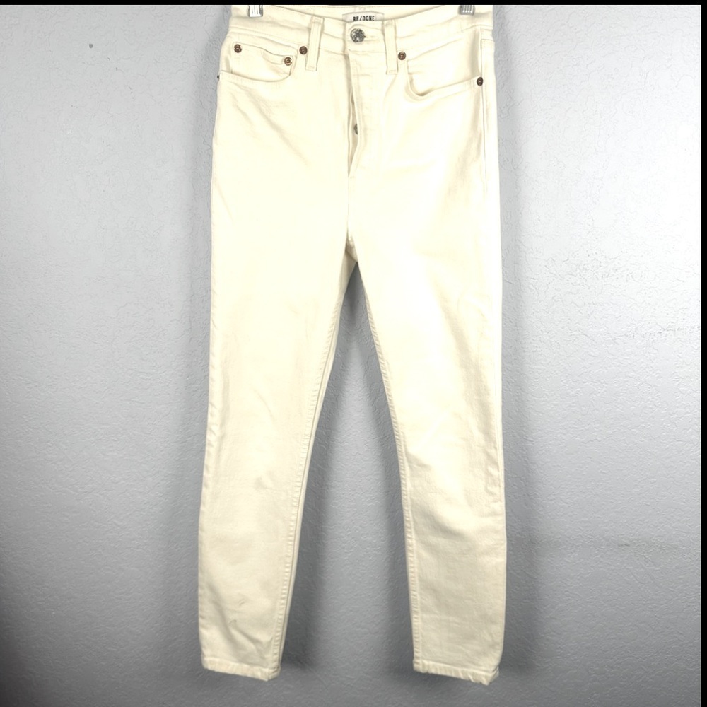Re/Done White 90’s High Rise Ankle Crop Cotton Stretch Skinny Jeans Size 26